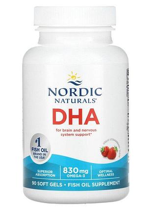 Рыбий жир экстра (клубника), dha, nordic naturals, 415 мг, 90 капсул