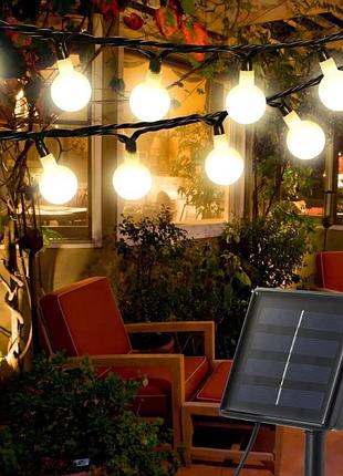 Вулична гірлянда infinitoo, на сонячній батареї, 10 метрів, 100 led, ір64, 8 режимів, з сутінковим датчиком, для альтанки, двору,