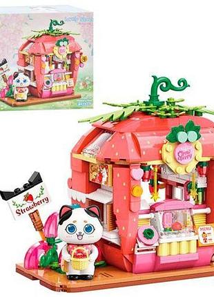 Конструктор qman кафе, фігурка-кошеня k28008