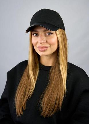 Кашемірова бейсболка унісекс зі шкіряним козирком (6102-5) чорний