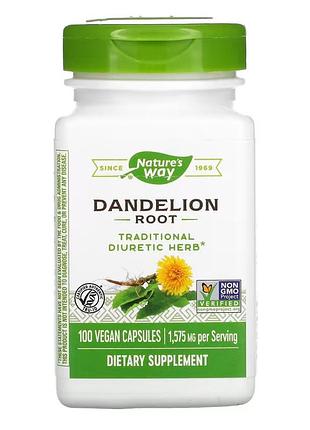 Dandelion root, nature's way, корень одуванчика, 100 веганских капсул (525 мг в 1 капсуле)