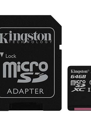 Карта памяти microsdxc 64gb kingston (uhs-1) + адаптер sd