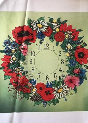 Схема для вышивки лентами,гладью основа циферблат часов маки, ромашки тм шелковый сад