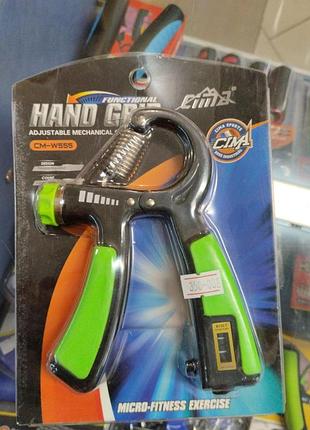 Эспандер кистевой ножницы пружинный со счетчиком 10-40кг cima cm-w555 салатовый
