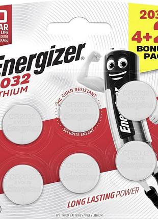 Батарейка літієва energizer cr2032 3v, 6 штук