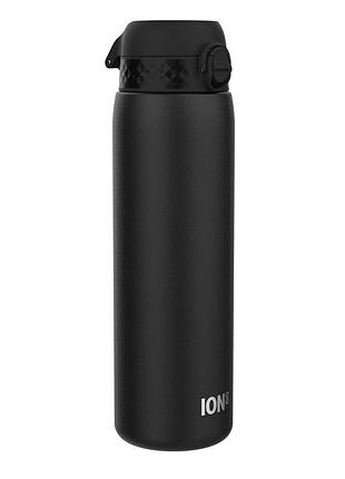 Пляшка для води ion8, 1200 мл, чорна, металева – еко-пляшка, bpa free, для спорту та щоденного використання
