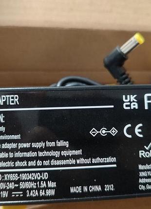 Блок живлення для ноутбука asus 19v, 3.42a, 65w, 4.0*1.35мм