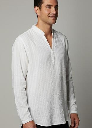 Стильная мужская рубашка cubavera (l) | белая текстурированная