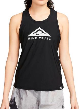 Женская черная легкая спортивная майка nike trail dri-fit оригинал найк драй фит