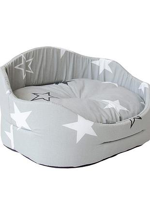 Лежак вiд джека тiпi (тканина білі зірки на сірому фоні)