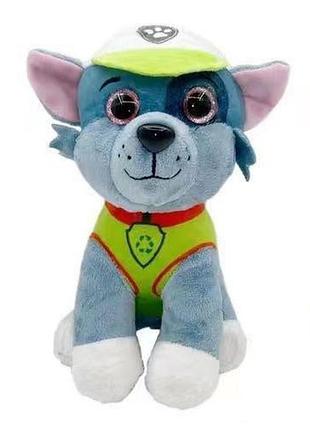 М'яка плюшева іграшка щенячий патруль щеня рокки скляні очі dog swat 25см 225-01