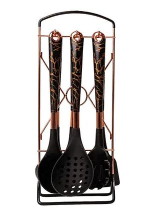 Набір кухонного приладдя на підставці 6 штук кухонні аксесуари мармур yrur6