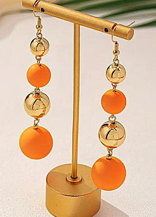Сережки эффектная бижутерия оранжевые