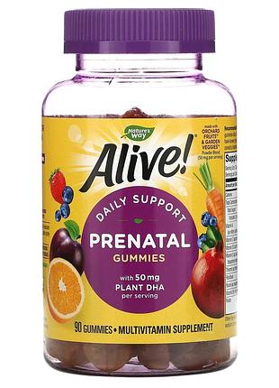 Nature's way, alive! домішка з рослинною дгк для вагітних, апельсин і малина, 90 жувальних таблеток
