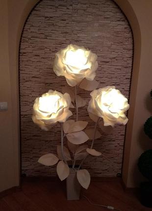 Торшер с изолона "розы в горшке" масляный