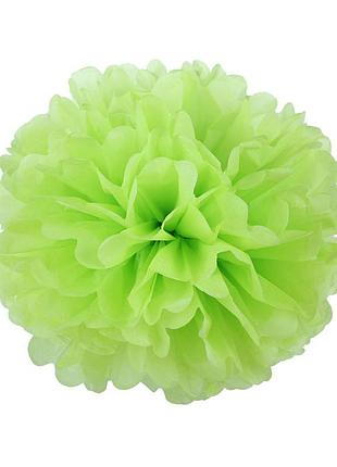 Бумажные помпоны из тишью 30 см, ст. ром-30 белый салатовый