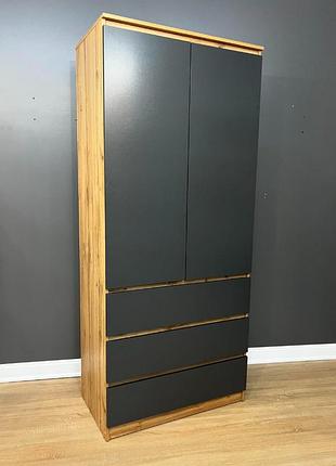 Шкаф «монако» 3+2 дуб аппалачи/антрацит (двухдверный с ящиками)