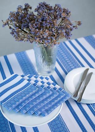 Комплект столовий віолета блакитний (скатертина+6 серветок)
