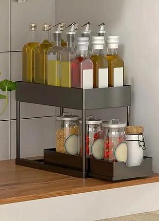 Органайзер двухуровневый с выдвижным ящиком для хранения и крючками