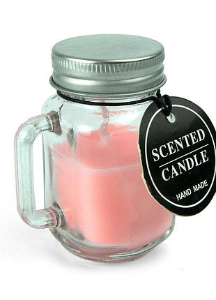 Свеча арома в банке с ручкой роза