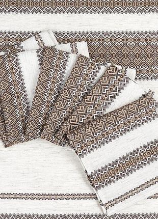 Комплект столовий едельвіка кеті бежевий (скатертина+6 серветок) 190