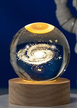 Ночник светильник 3d хрустальный шар д6 космос галактика 13401