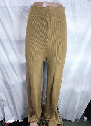 Брюки брюки женские палаццо трикотаж в рубчик на высокий рост