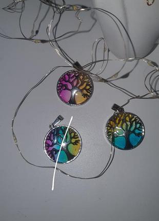 Радужные кулоны древо жизни на шнурке
