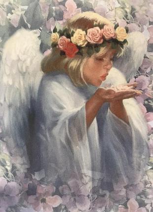 Схема для вишивки стрічками, гладдю янголятко тм шовковий сад