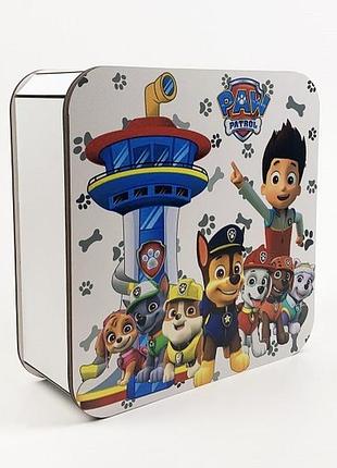 Подарочная коробка квадратная белая "щенячий патруль"