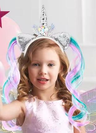 Детский обруч единорог 12 см серебристый