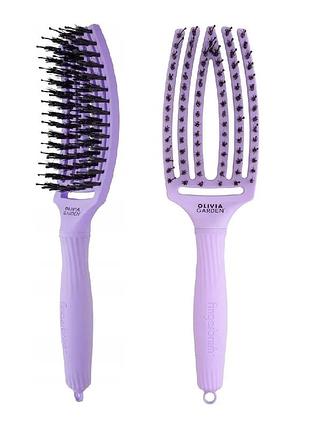 Щетка olivia garden для волос комбинированная fingerbrush iconic boar&nylon lavender "m"