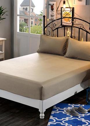Набор простынь на резинке 90х200х20см +наволочка 70х70 1шт бязь тм ярослав №4 какао