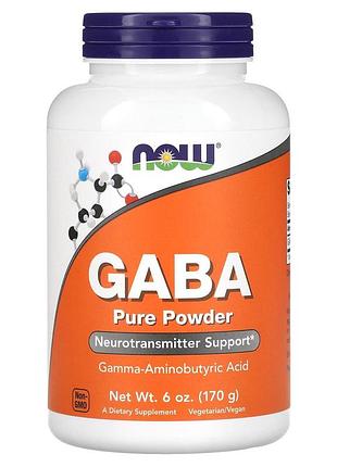 Гамма-аминомасляная кислота, gaba, now foods, чистый порошок, 170 г