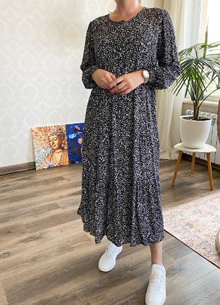 Ярусное вискозное миди платье батал papaya