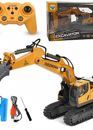 Экскаватор гусеничный на радиоуправлении со светом и звуком аккумуляторный 1:16