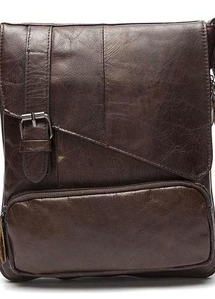 Стильная мужская кожаная сумка vintage 14847 коричневая