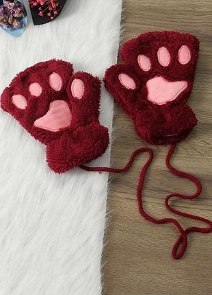 Рукавички лапки (мітенки) бордові