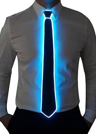 Светодиодный led el светящийся галстук, галстук для вечеринок , пати (голубой свет) yousf