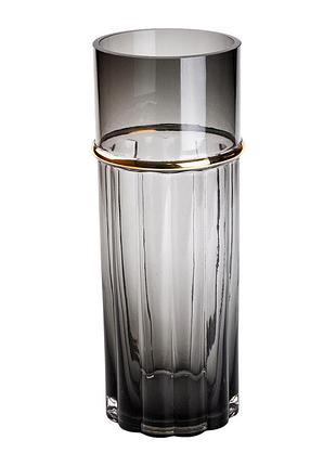 Ваза для цветов из стекла, декоративная, серая, 30 см hp-1705