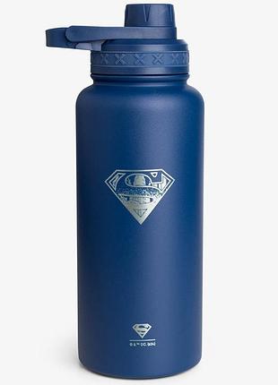 Термобутылка для воды bohtal, 960 мл, синий цвет, bpa-free, герметичная, из нержавеющей стали, superman