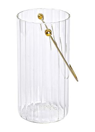 Декоративная стеклянная ваза для цветов с ручкой 19,5 см