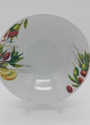 Салатник белый цветной керамический оливки тарелка глубокая для первых блюд суповая 12 штук в упаковке 500 мл