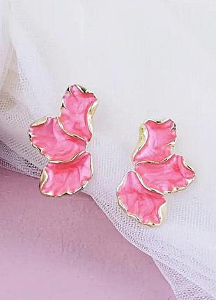 Серьги бижутерия цветные розовые лепестки
