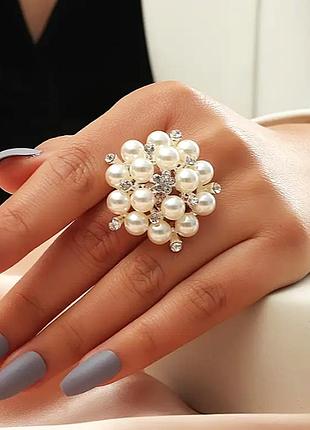 Кольцо женское акцентное большое "цветок"