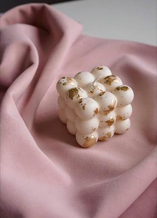 Ароматическая соевая свеча куб с декором 6х6см sensual vetiver