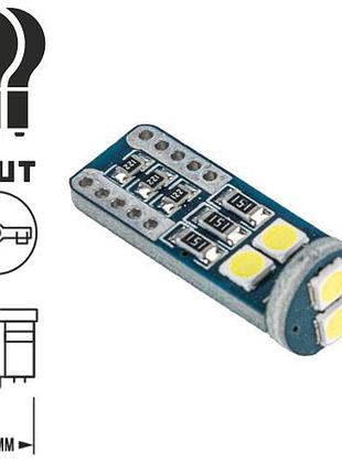 Лампа pulso/габаритна/led t10/6smd-3030 canbus/12v/1,3w/140lm white