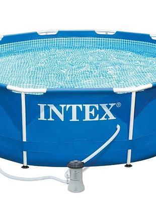 Бассейн каркасный круглый с фильтрующим насосом intex 305 x 76 см