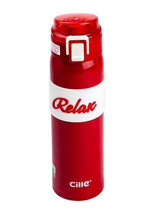 Термос relax с поилкой с металлической колбой 520 мл красный hp17304b
