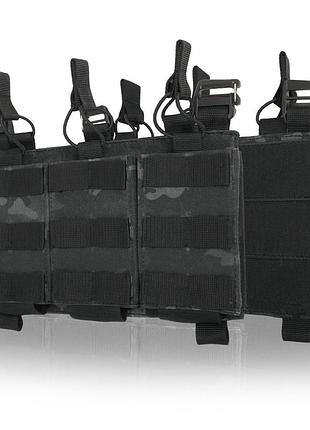 Съемная передняя панель к плитоноске с подсумками под 3 магазина черный мультикам